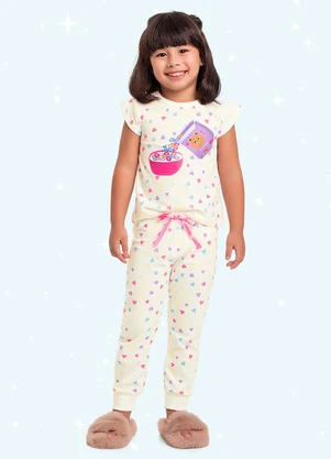 Fakini Kids - Cj.Pijama Blusa/Calca Bege - FAKINI KIDS