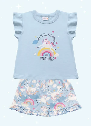 Fakini Kids - Cj.Pijama Blusa/Short Azul - FAKINI KIDS