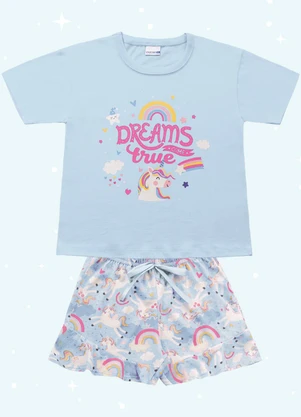 Fakini Kids - Cj.Pijama Blusa/Short Azul - FAKINI KIDS