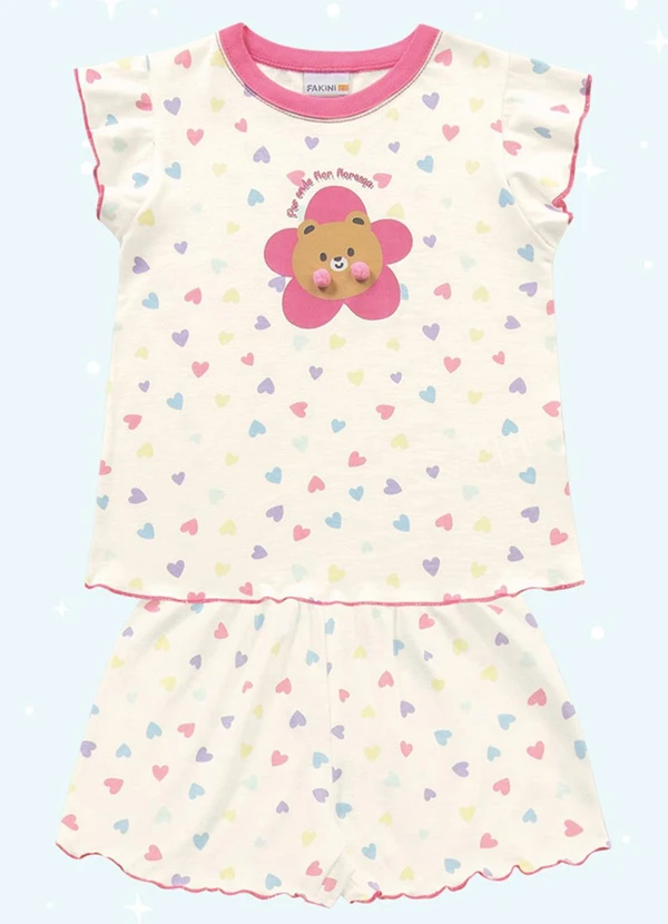 Fakini Kids - Cj.Pijama Blusa/Short Bege 3