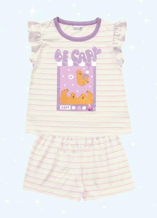 Fakini Kids - Cj.Pijama Blusa/Short Bege 1
