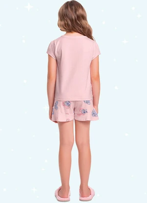 Fakini Kids - Cj.Pijama Blusa/Short Lilo & Stitch Rosa - FAKINI KIDS