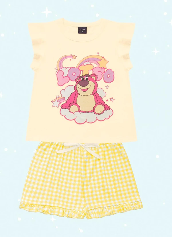 Fakini Kids - Cj.Pijama Blusa/Short Lotso Amarelo 3
