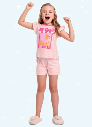 Fakini Kids - Cj.Pijama Blusa/Short Rosa - FAKINI KIDS