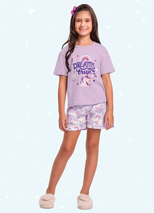 Fakini Kids - Cj.Pijama Blusa/Short Roxo - FAKINI KIDS