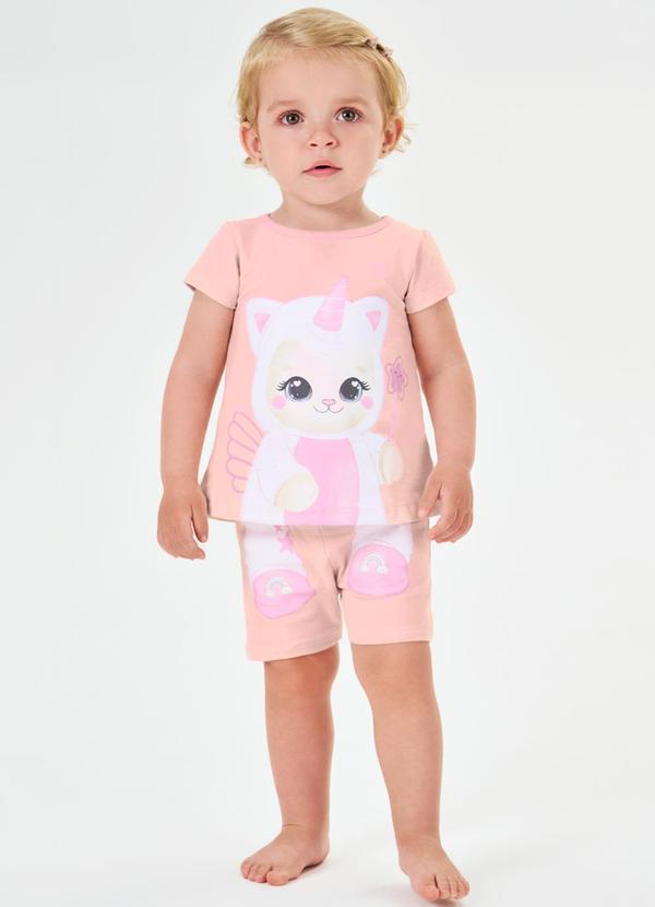 Kiko e Kika - Conjunto Blusa e Bermuda Ciclista Rosa