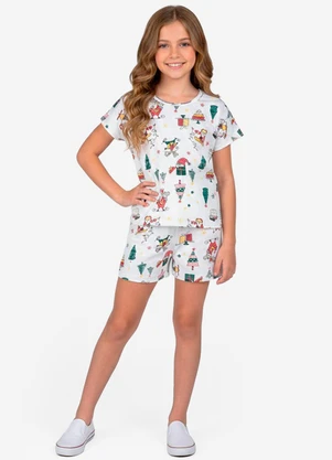 Select - Conjunto Infantil Blusa com Shorts Bege - SELECT