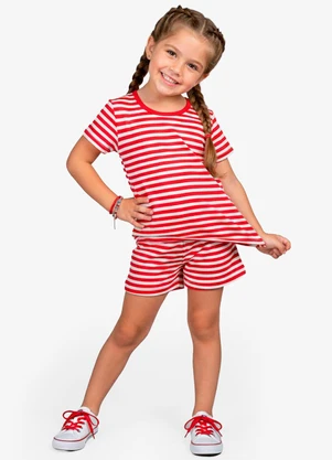 Select - Conjunto Infantil Blusa com Shorts Vermelho - SELECT