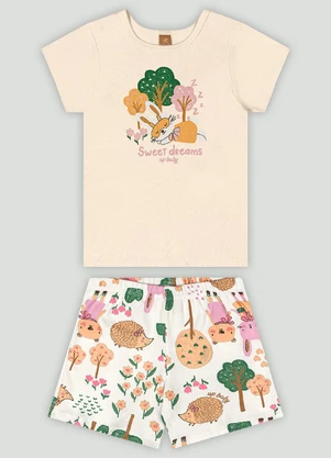 Up Baby - Conjunto Menina com Blusa e Short Bege - UP BABY