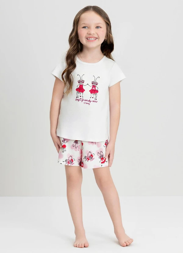 Up Baby - Conjunto Menina com Blusa e Short Up Baby Branco