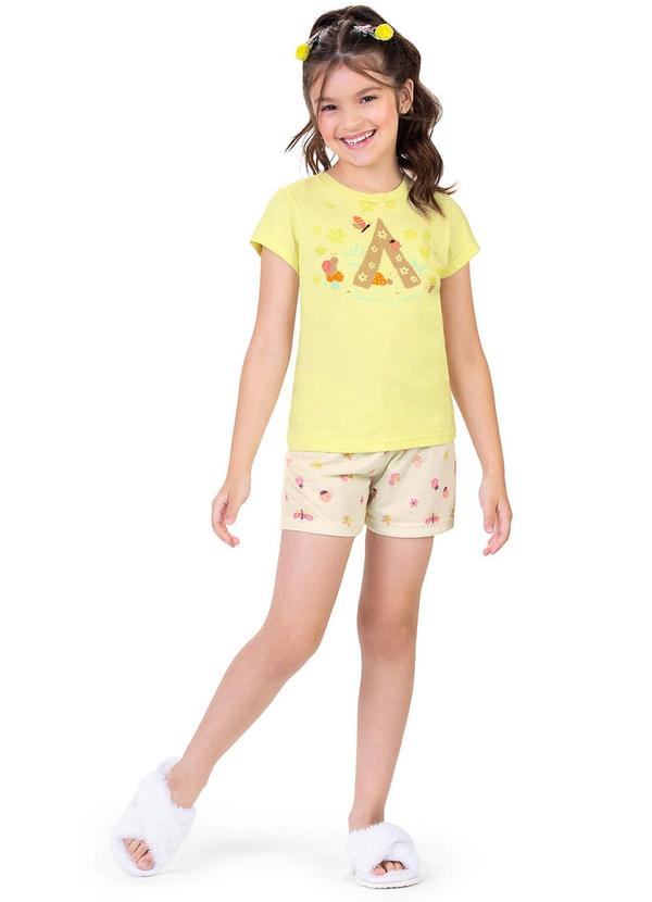 Alenice - Conjunto Pijama Acampamento Divertido Amarelo
