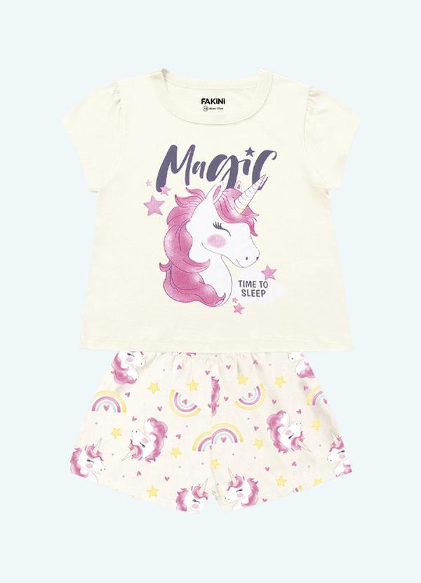 Fakini Kids - Conjunto Pijama Blusa e Short Bege
