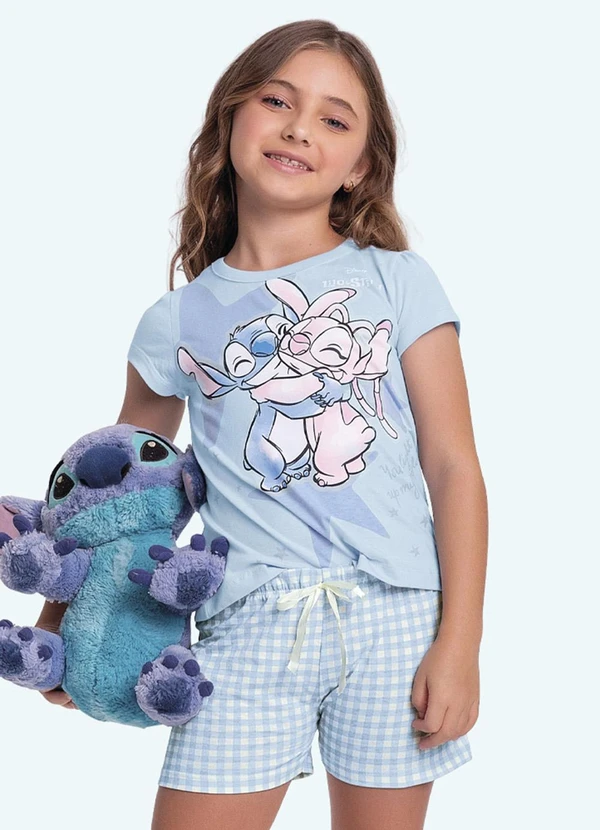 Fakini Kids - Conjunto Pijama Blusa e Short Lilo & Stitch Azul 3
