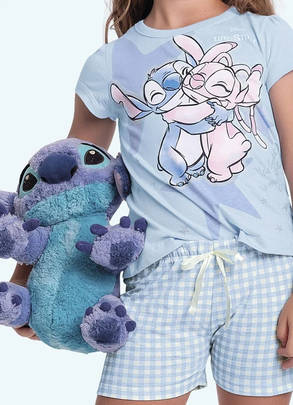 Fakini Kids - Conjunto Pijama Blusa e Short Lilo & Stitch Azul 4