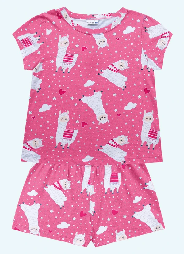 Fakini Kids - Conjunto Pijama Blusa e Short Rosa