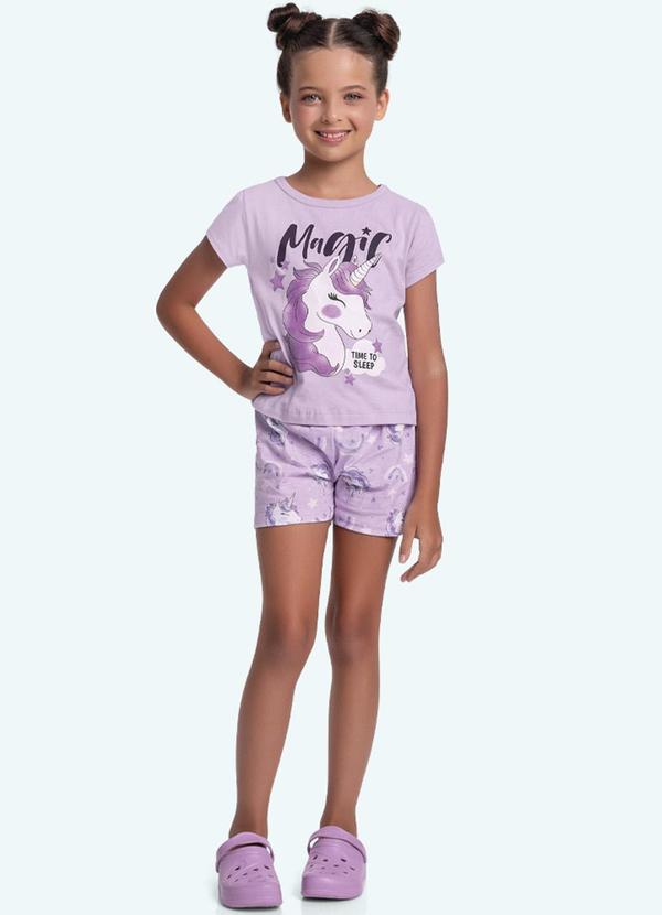 Fakini Kids - Conjunto Pijama Blusa e Short Roxo