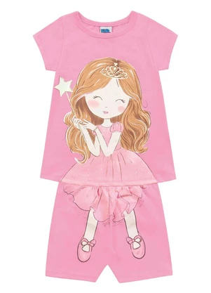 Outlet - Conjunto Pijama Blusa e Shorts Rosa - OUTLET