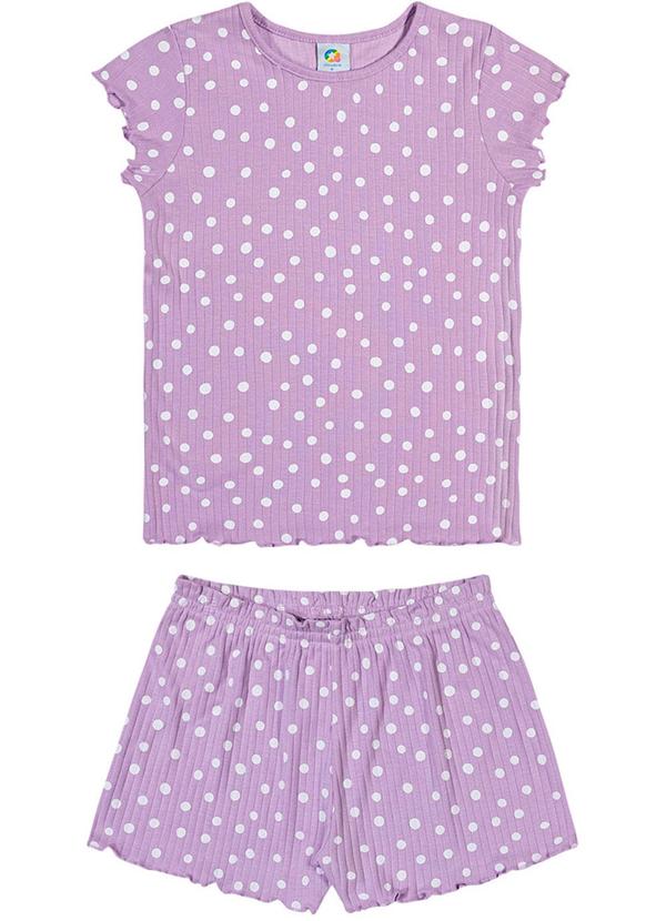 Alenice - Conjunto Pijama em Ribana Canelada Menina Roxo 2