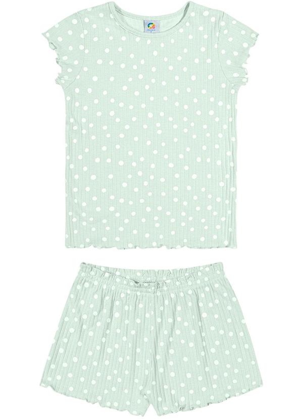 Alenice - Conjunto Pijama em Ribana Canelada Menina Verde