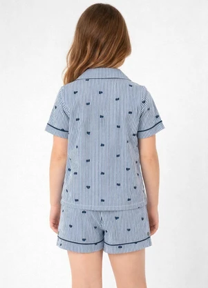 Piante Pijamas - Pijama Americano Curto Helena Listrado Marinho - PIANTE PIJAMAS