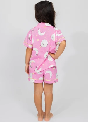 Piante Pijamas - Pijama Americano Infantil Algodão Lua Rosa - PIANTE PIJAMAS