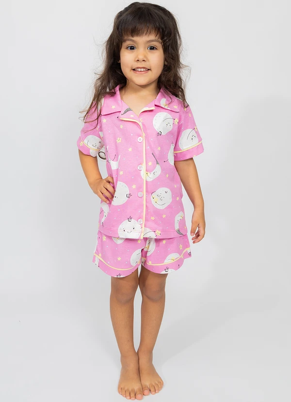 Piante Pijamas - Pijama Americano Infantil Algodão Lua Rosa