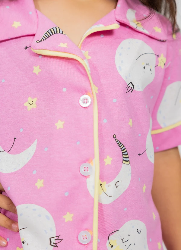 Piante Pijamas - Pijama Americano Infantil Algodão Lua Rosa 4