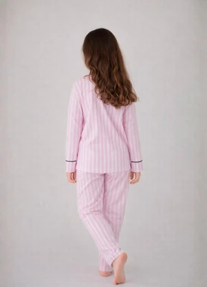 Piante Pijamas - Pijama Americano Longo Antonia Listrado Rosa - PIANTE PIJAMAS