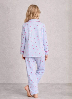 Piante Pijamas - Pijama Americano Longo Infantil Antonia Azul - PIANTE PIJAMAS