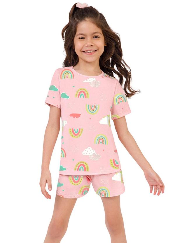Malwee Kids - Pijama Arco-Íris Brilha no Escuro Rosa