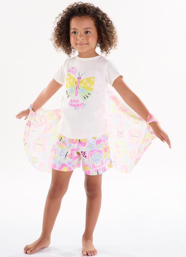 Up Baby - Pijama Blusa com Asas e Short Bege