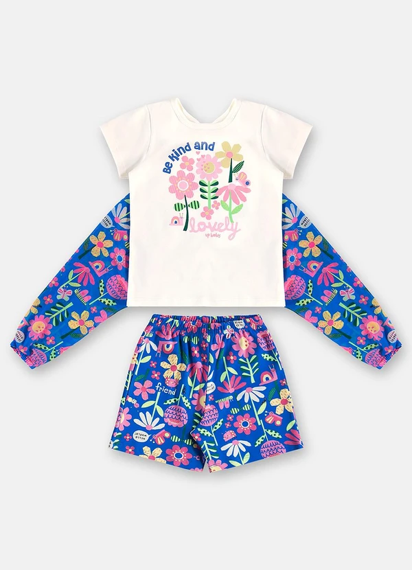 Up Baby - Pijama Blusa com Asas e Short Branco 3