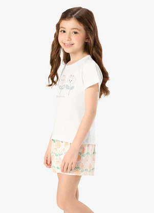 Rovi Kids - Pijama Blusa com Shorts Infantil Bege - ROVI KIDS