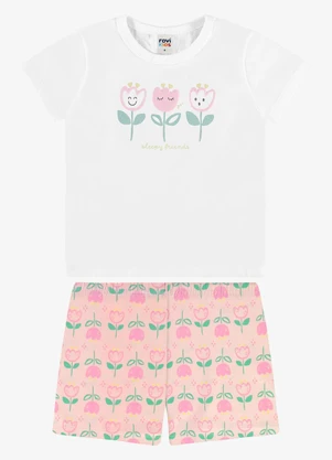 Rovi Kids - Pijama Blusa com Shorts Infantil Branco - ROVI KIDS