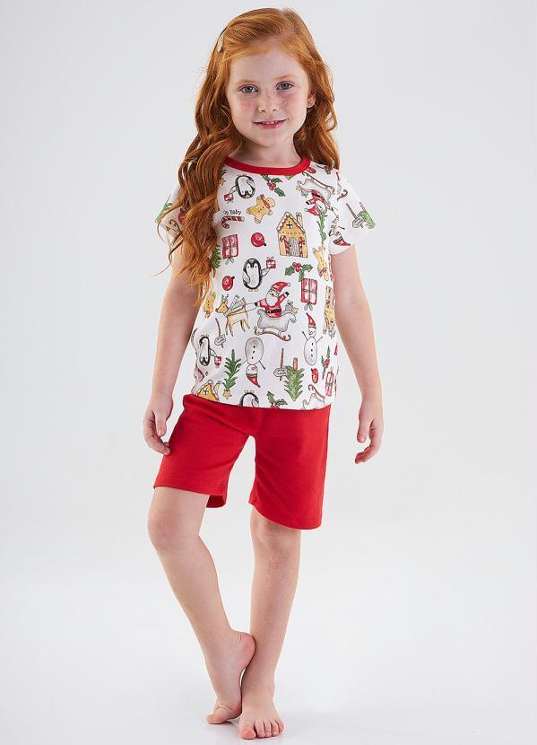 Up Baby - Pijama Blusa e Short Natal Infantil Branco