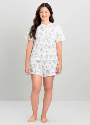 Pijama Blusa para Colorir e Short Quimby Branco - QUIMBY