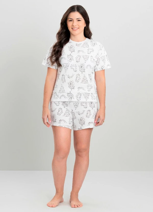 Quimby - Pijama Blusa para Colorir e Short Quimby Branco