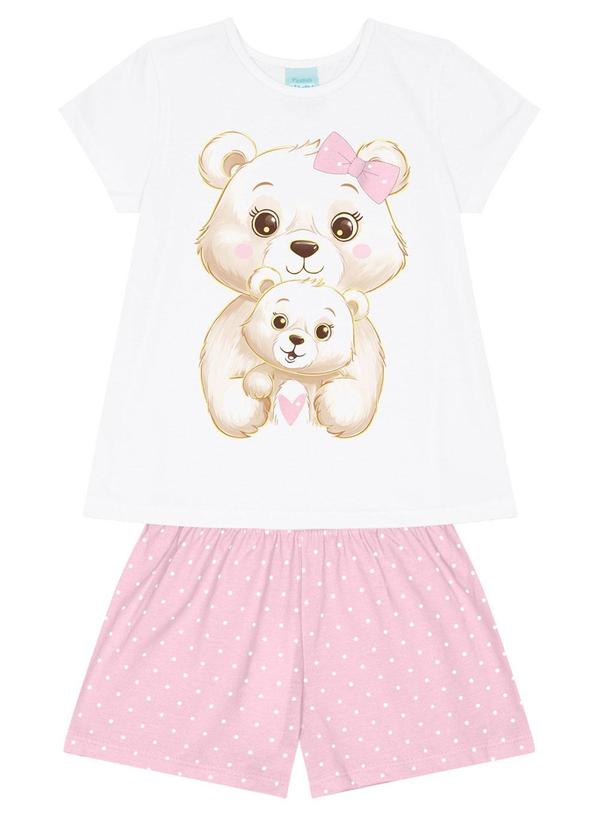 Kyly - Pijama Brilha no Escuro Infantil Ursinho Branco