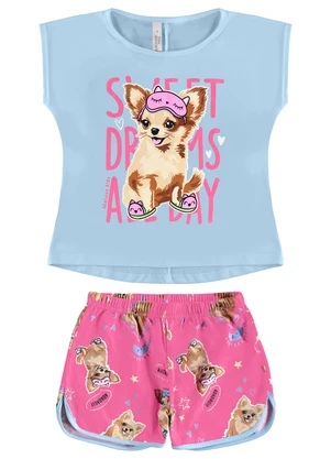 Malwee Kids - Pijama Cachorrinha que Brilha no Escuro Azul Clar - MALWEE KIDS