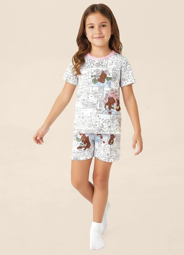 Malwee Kids - Pijama Capivaras Gibi Interativo Branco