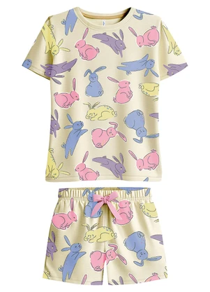 Malwee Kids - Pijama Coelhinhos Brilha no Escuro Amarelo - MALWEE KIDS