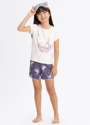 Alakazoo - Pijama com Blusa de Mangas Curtas e Shorts Roxo - ALAKAZOO