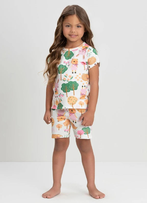 Up Baby - Pijama com Blusa e Ciclista Up Baby Branco
