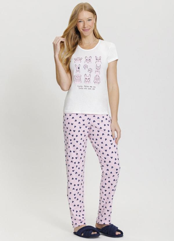 Mensageiro do Sonhos - Pijama com Calça Estampa de Cachorros Rosa