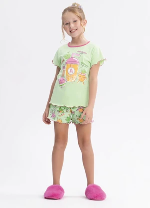 Alakazoo - Pijama com Shorts e Blusa de Mangas Curtas Verde - ALAKAZOO