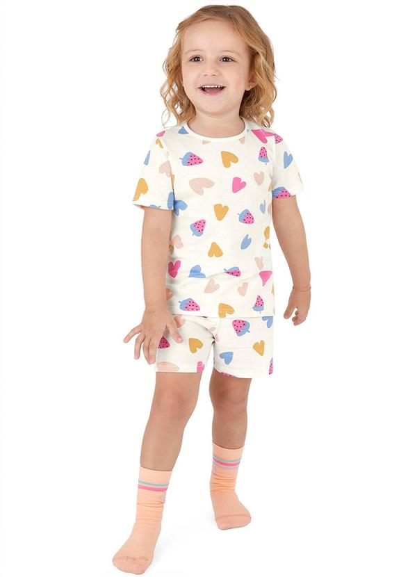 Malwee Kids - Pijama Corações que Brilham no Escuro Off White