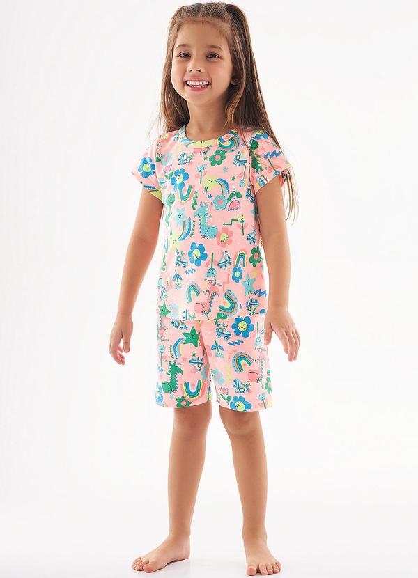 Up Baby - Pijama Curto Infantil Menina Rosa