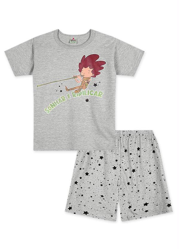 Lilica Ripilica - Pijama Curto Malha Menina Cinza