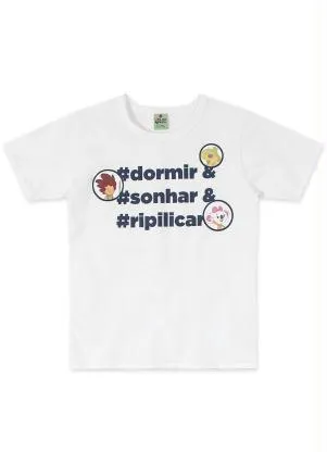 Lilica Ripilica - Pijama Curto Malha Menina Mundo Ripilica Branco - LILICA RIPILICA
