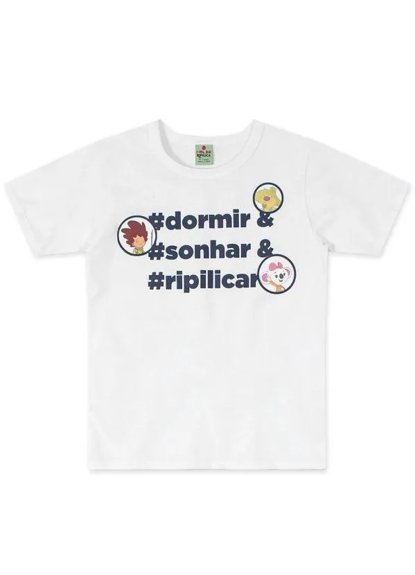 Lilica Ripilica - Pijama Curto Malha Menina Mundo Ripilica Branco 2